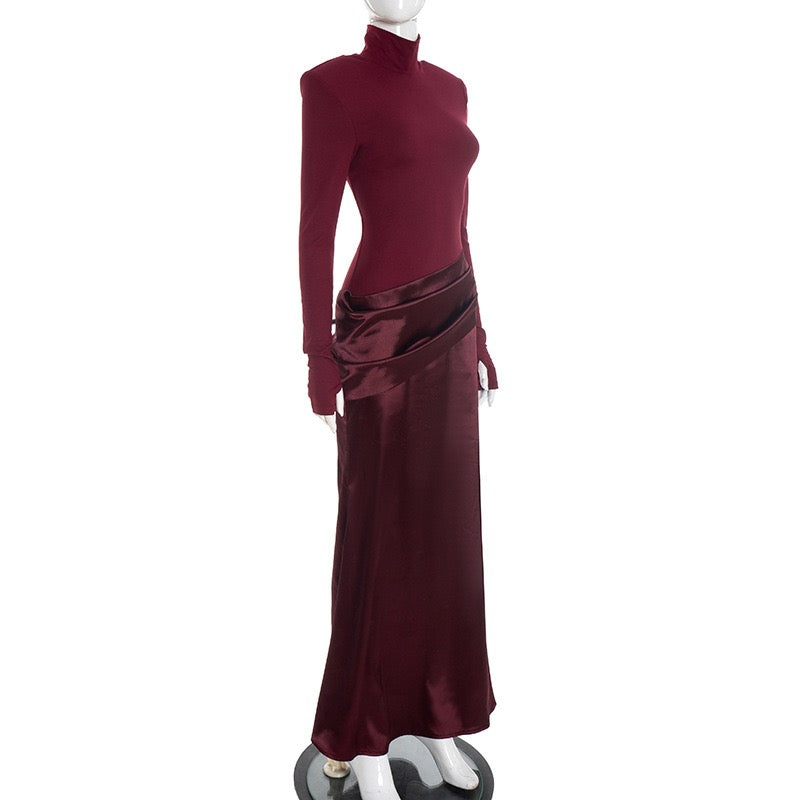 Maxi dress with satin turtleneck design - Shiraz