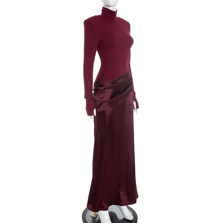 Maxi dress with satin turtleneck design - Shiraz