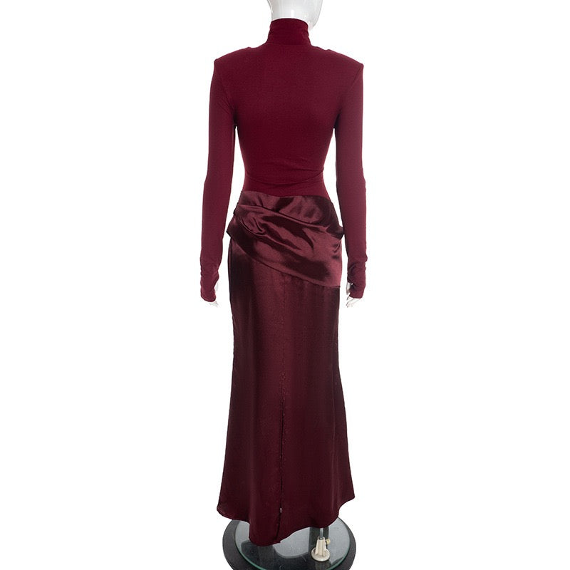 Maxi dress with satin turtleneck design - Shiraz