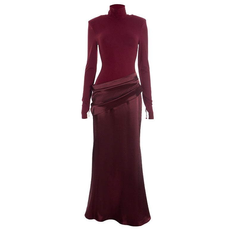 Maxi dress with satin turtleneck design - Shiraz
