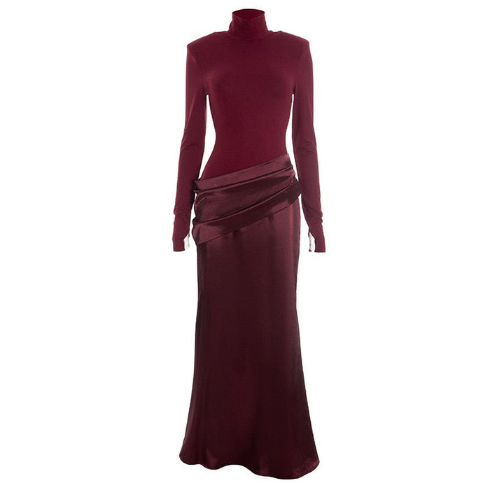Maxi dress with satin turtleneck design - Shiraz