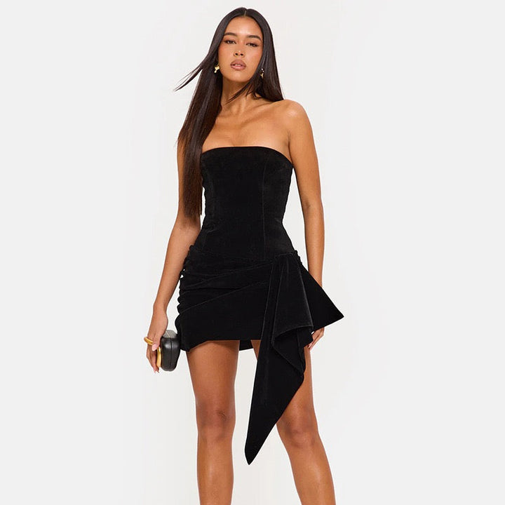 Mini strapless elegant velvet dress - Reiji