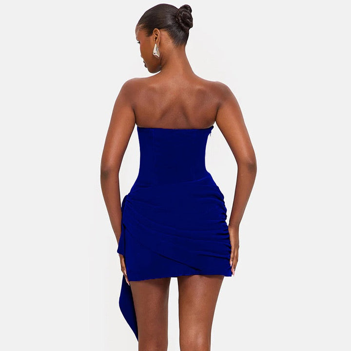 Mini strapless elegant velvet dress - Reiji