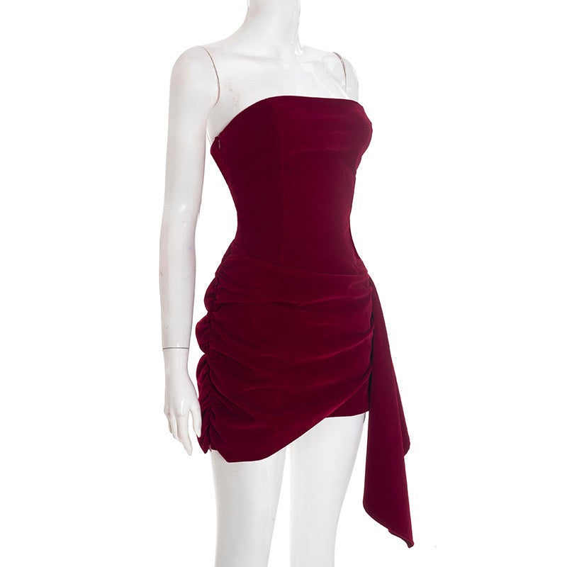 Mini strapless elegant velvet dress - Reiji