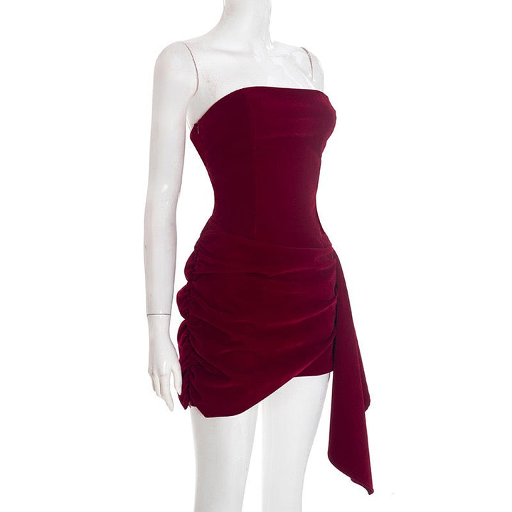 Mini strapless elegant velvet dress - Reiji