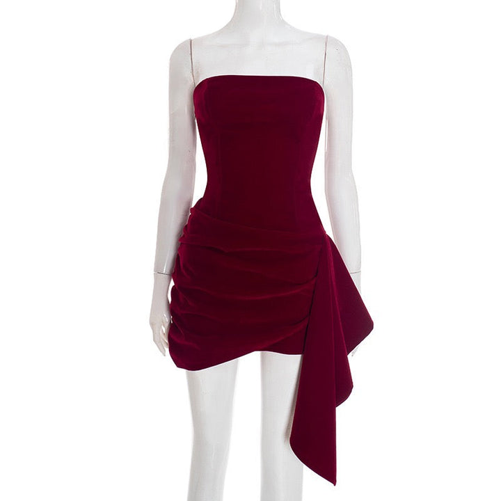 Mini strapless elegant velvet dress - Reiji