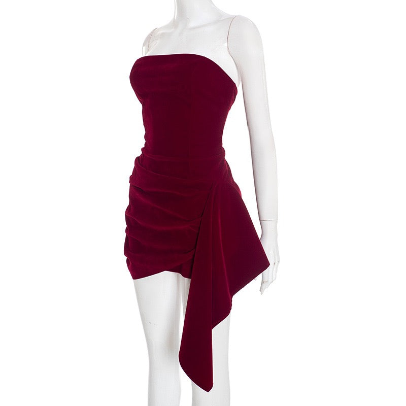 Mini strapless elegant velvet dress - Reiji
