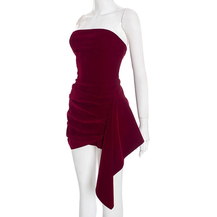 Mini strapless elegant velvet dress - Reiji