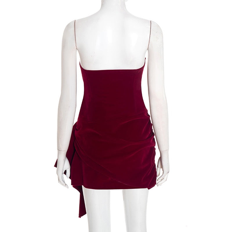Mini strapless elegant velvet dress - Reiji