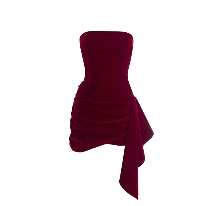 Mini strapless elegant velvet dress - Reiji