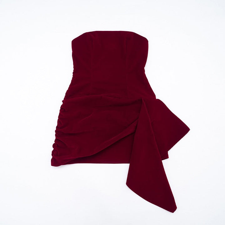 Mini strapless elegant velvet dress - Reiji