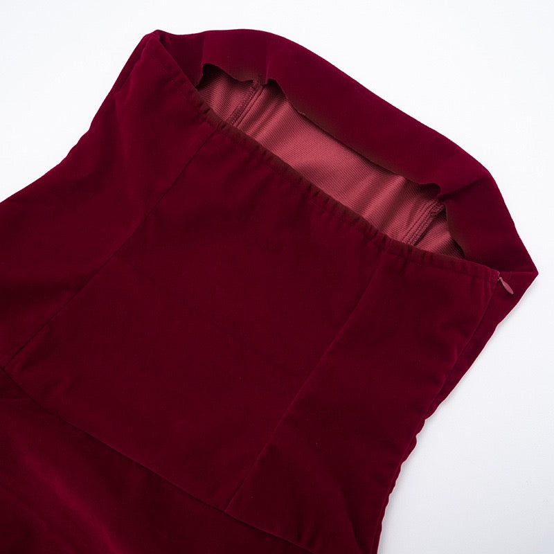 Mini strapless elegant velvet dress - Reiji