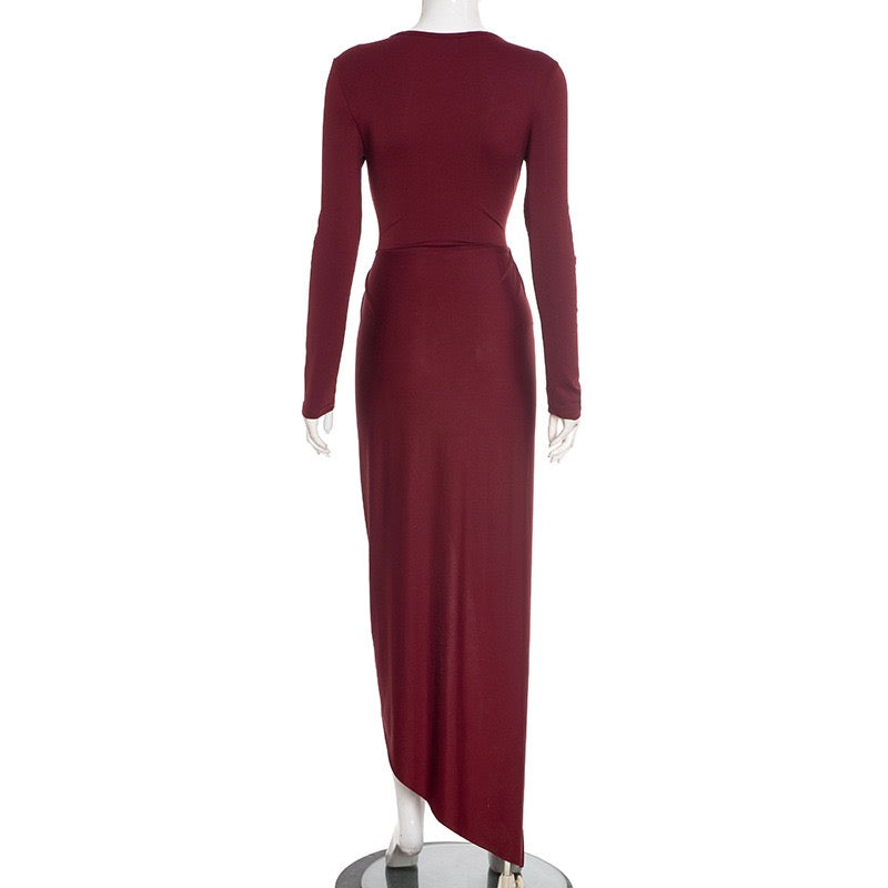 Maxi dress with ruching design and slit - Jacky