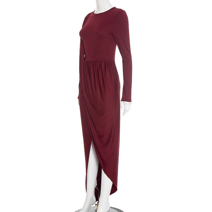 Maxi dress with ruching design and slit - Jacky