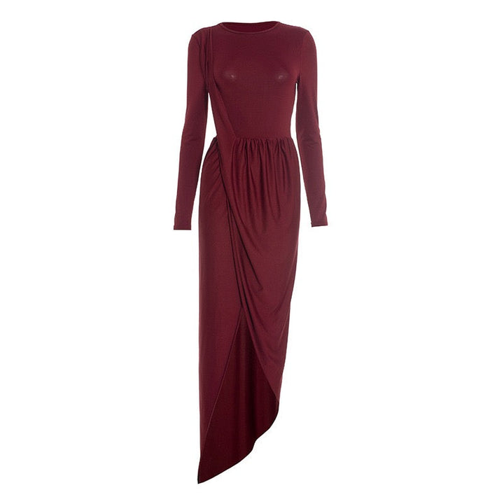 Maxi dress with ruching design and slit - Jacky