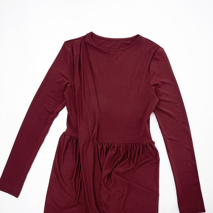 Maxi dress with ruching design and slit - Jacky