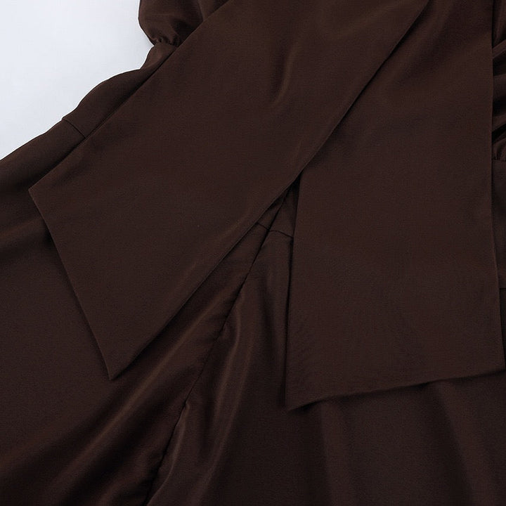Gigi - Satin mini dress with a halter tie and chiffon embellishment