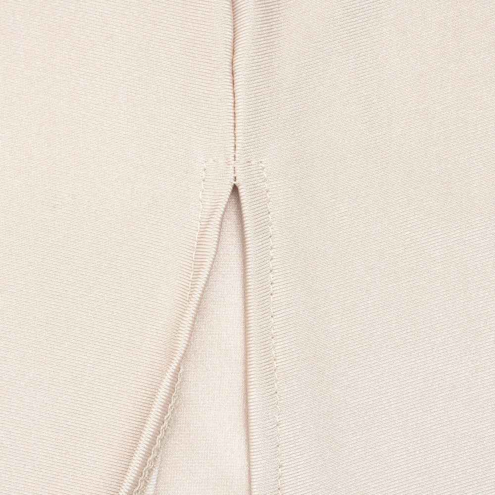Maxi turtleneck dress in shiny fabric with ruching and mesh design - Liana