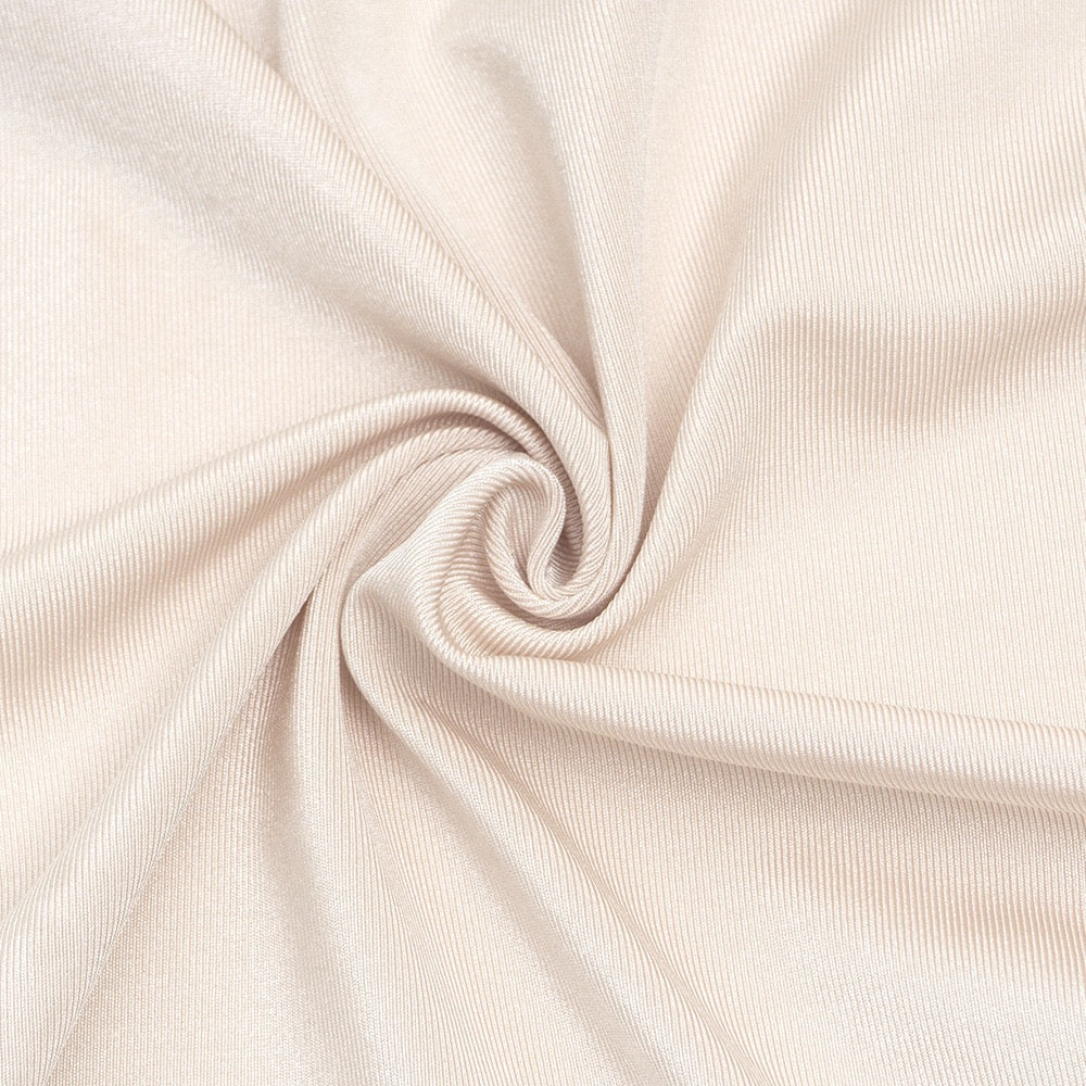 Maxi turtleneck dress in shiny fabric with ruching and mesh design - Liana