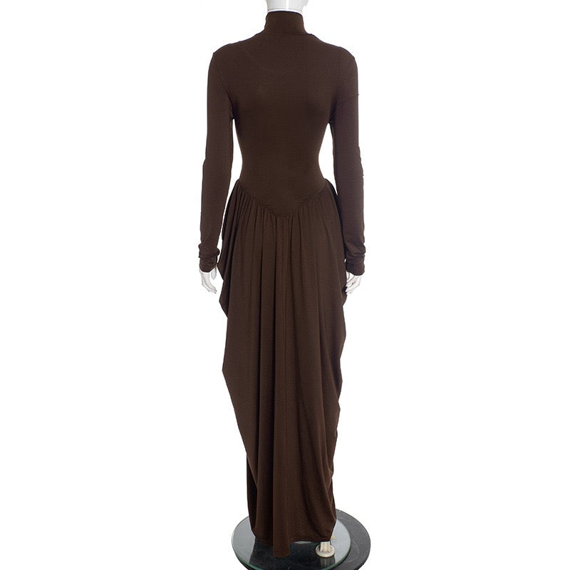 Maxi turtleneck dress with ruching design - Dalit