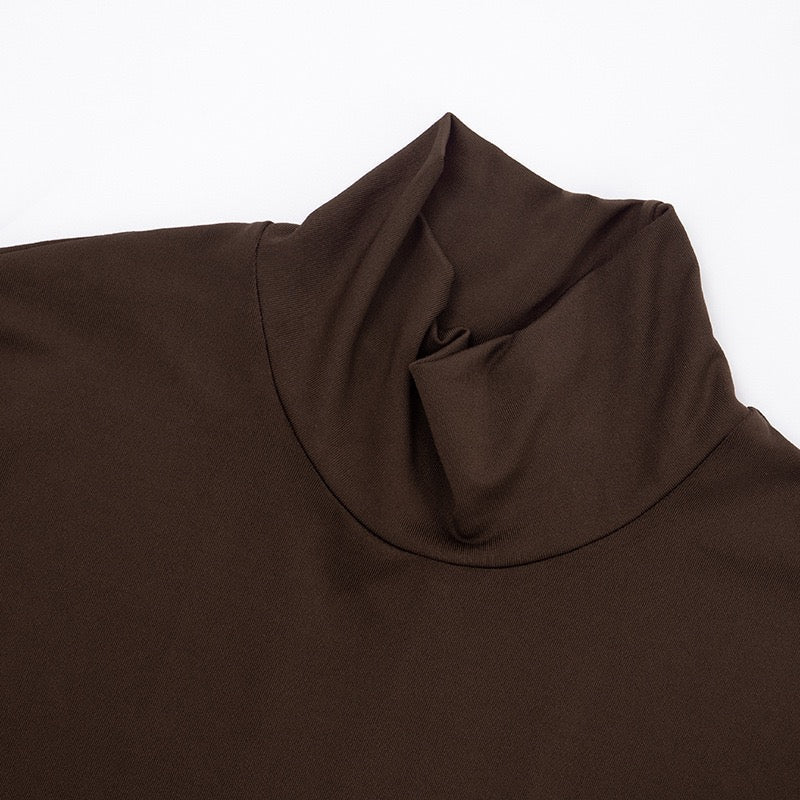 Maxi turtleneck dress with ruching design - Dalit