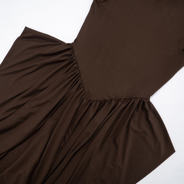 Maxi turtleneck dress with ruching design - Dalit
