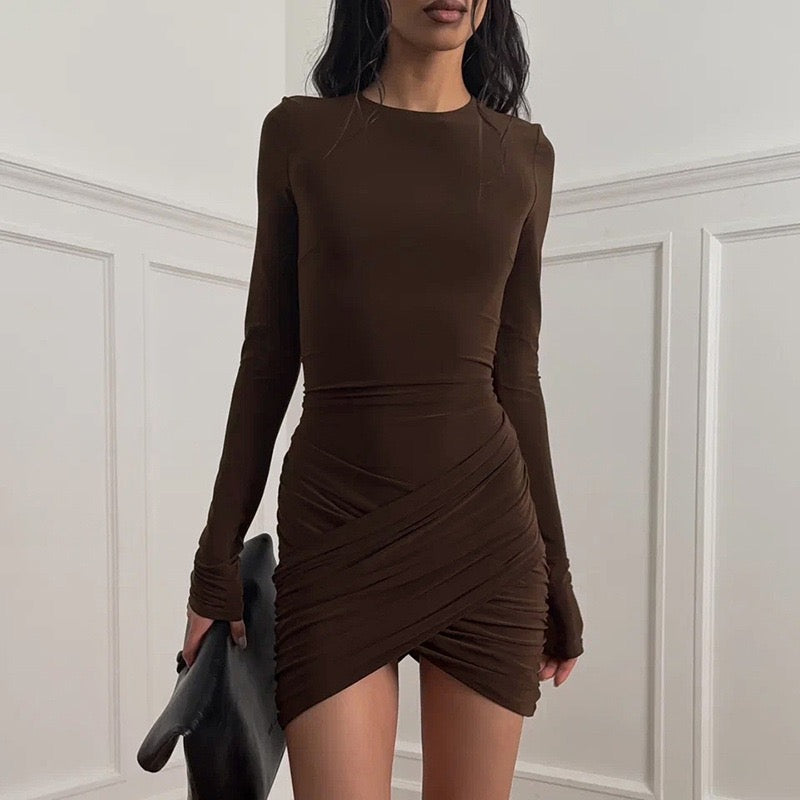 Mini dress with cross pleats design - Jay Lin