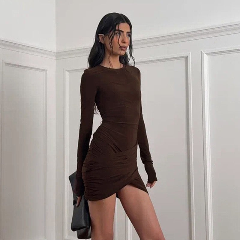 Mini dress with cross pleats design - Jay Lin