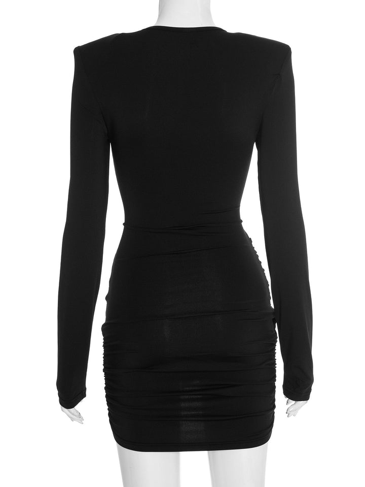 Mini dress with cross pleats design - Jay Lin