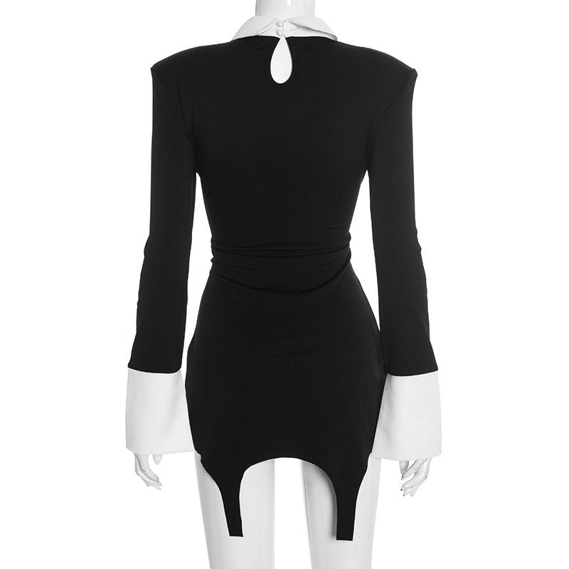 Tailored mini dress with polo collar design - Tzlil