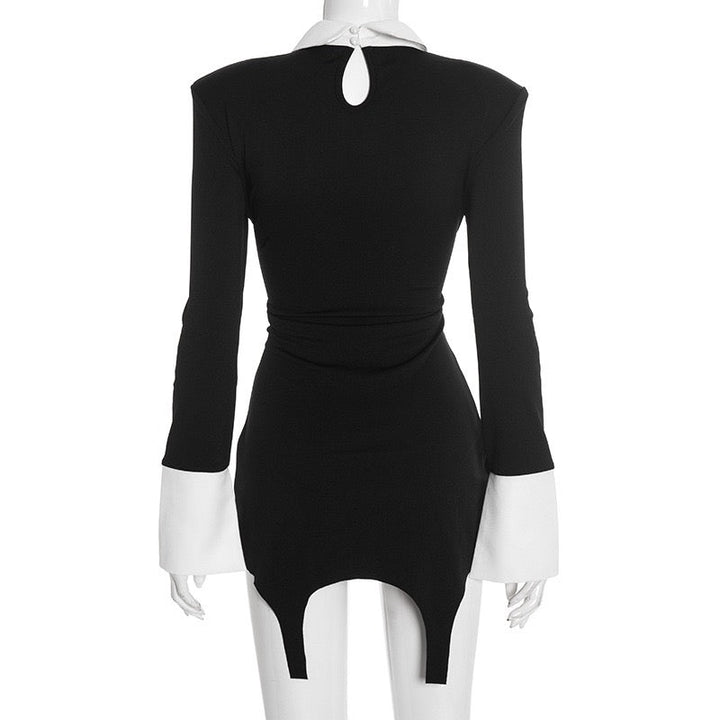 Tailored mini dress with polo collar design - Tzlil