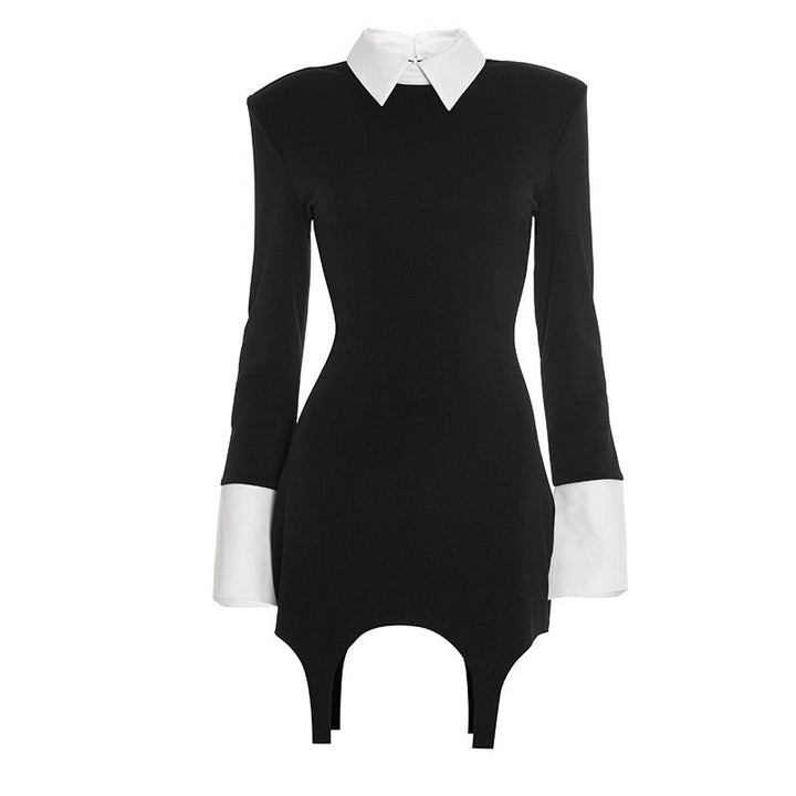 Tailored mini dress with polo collar design - Tzlil