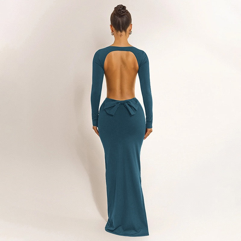 Maxi dress with open back and bow decoration - Joy