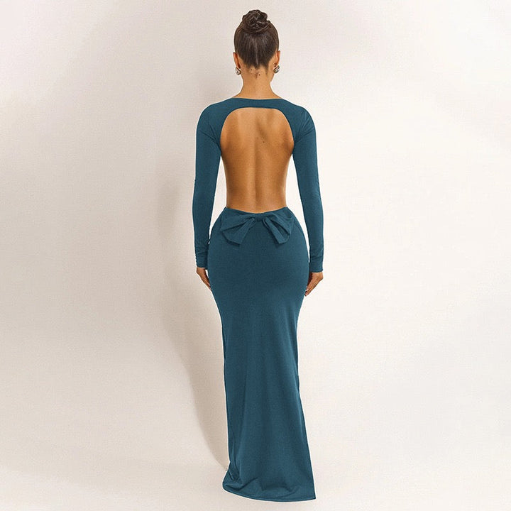 Maxi dress with open back and bow decoration - Joy