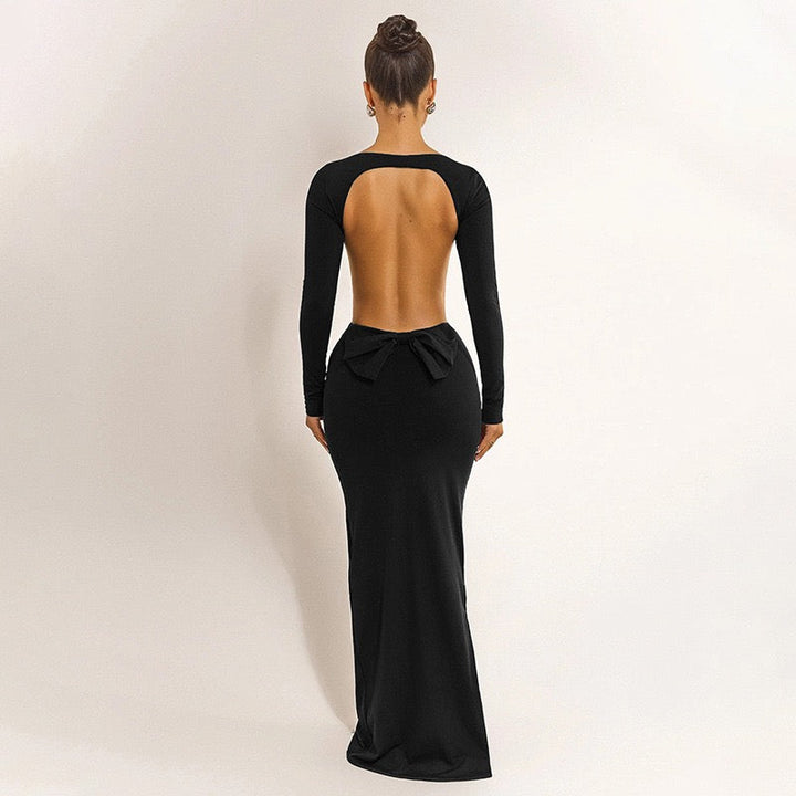 Maxi dress with open back and bow decoration - Joy