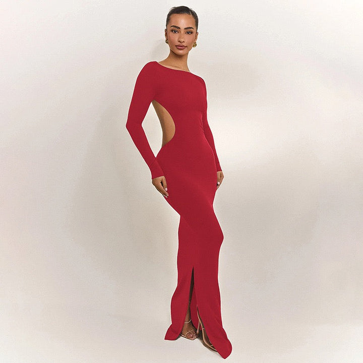 Maxi dress with open back and bow decoration - Joy