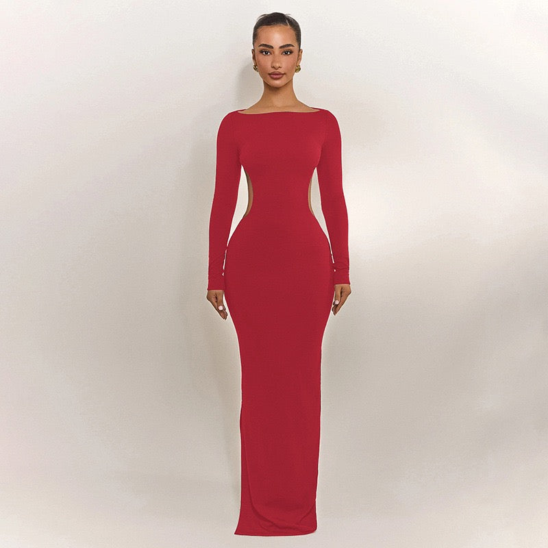 Maxi dress with open back and bow decoration - Joy