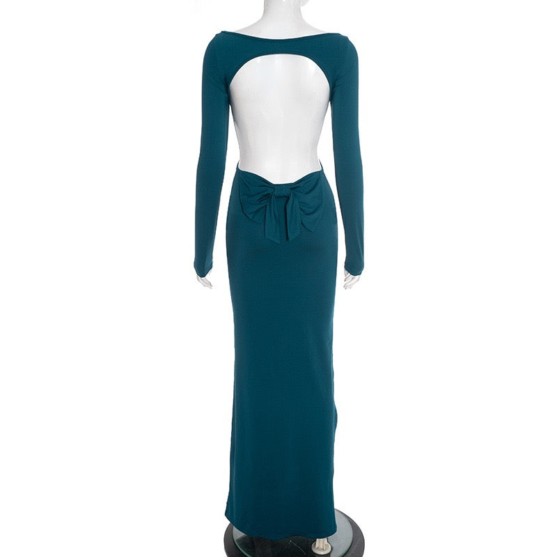 Maxi dress with open back and bow decoration - Joy