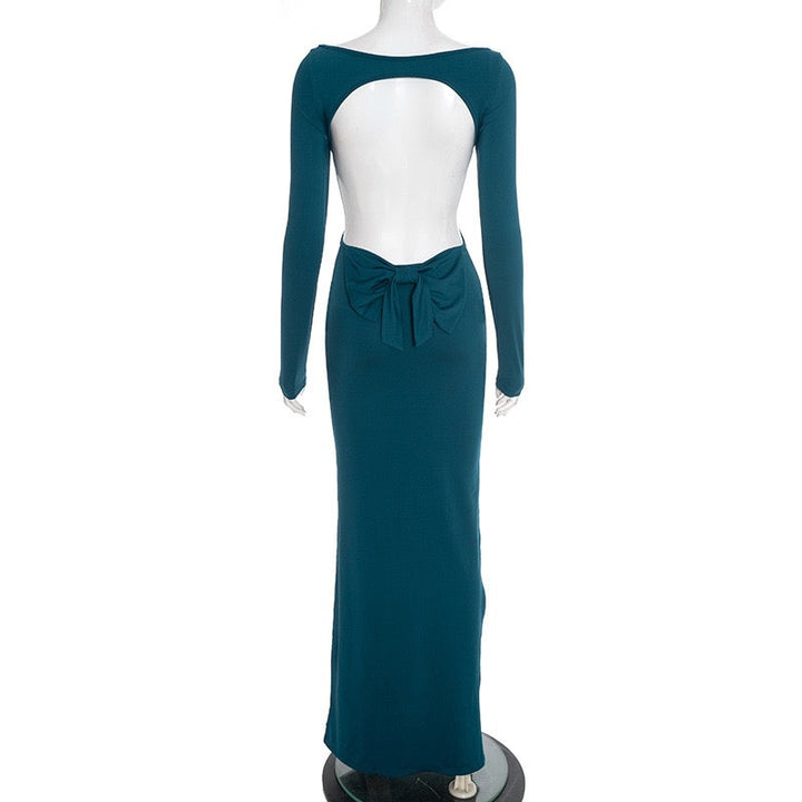 Maxi dress with open back and bow decoration - Joy