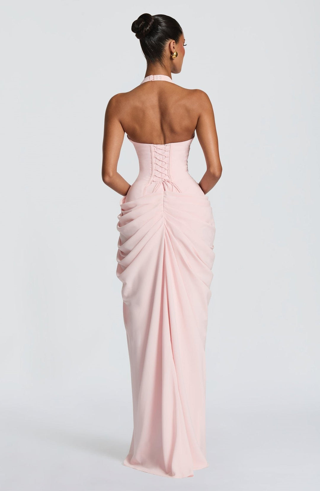 Elegant pleated maxi dress with a slit design and a back tie for a cinched waist – SIA