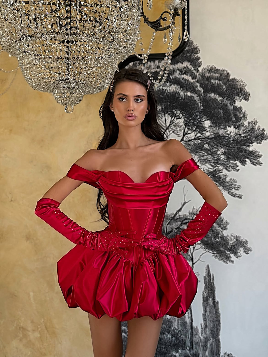 Gane - Off-the-shoulder balloon mini dress