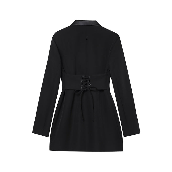 Tailored Mini Dress with Back Tie for Waist Fitting - MARIOLA