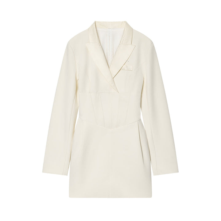 Tailored Mini Dress with Back Tie for Waist Fitting - MARIOLA