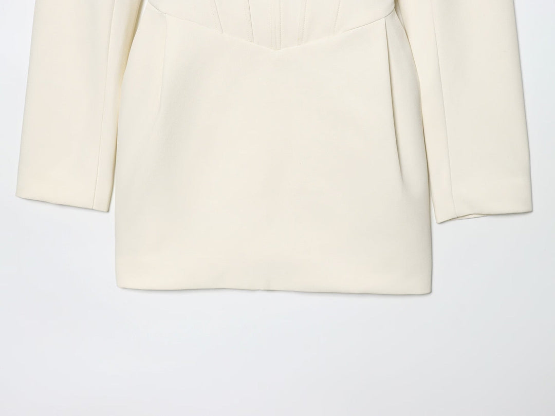 Tailored Mini Dress with Back Tie for Waist Fitting - MARIOLA