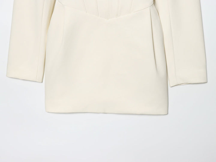 Tailored Mini Dress with Back Tie for Waist Fitting - MARIOLA