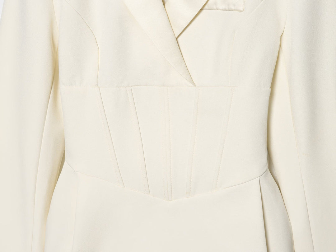 Tailored Mini Dress with Back Tie for Waist Fitting - MARIOLA