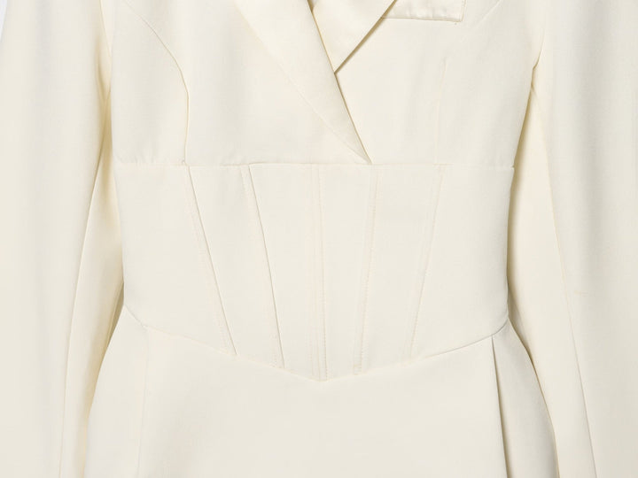 Tailored Mini Dress with Back Tie for Waist Fitting - MARIOLA