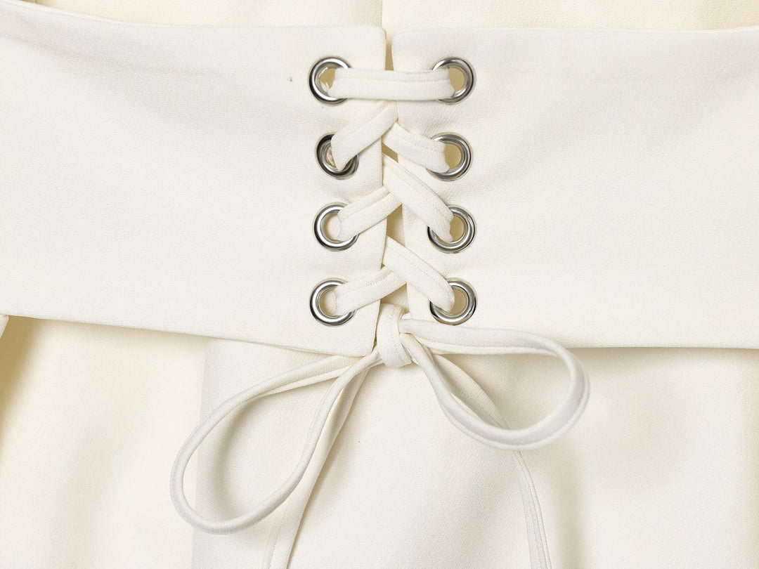 Tailored Mini Dress with Back Tie for Waist Fitting - MARIOLA