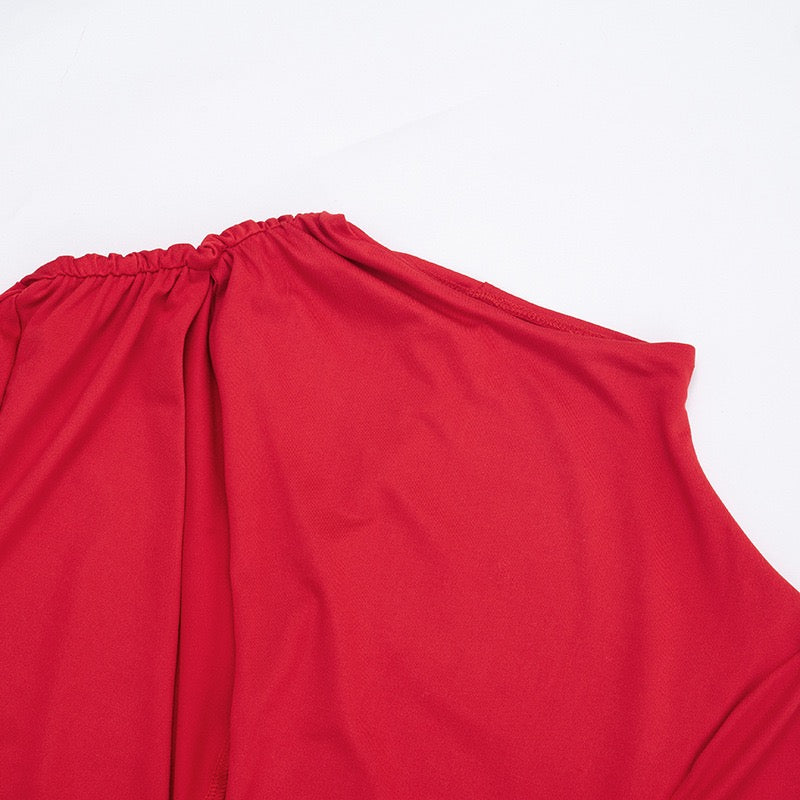 Maxi dress with ruching and neckline with buckle decoration - LUCI