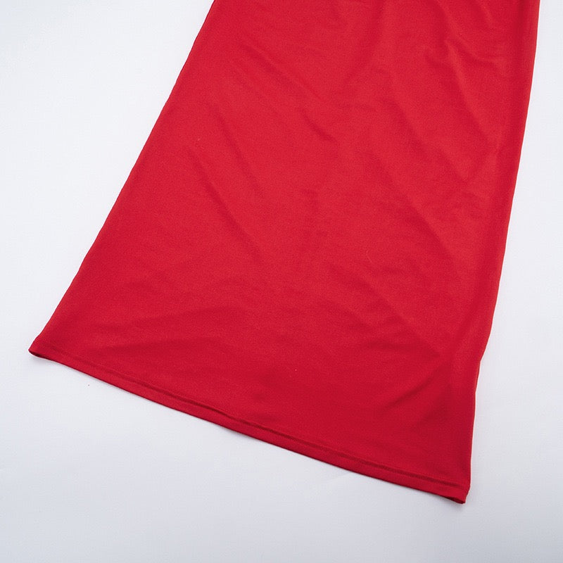 Maxi dress with ruching and neckline with buckle decoration - LUCI
